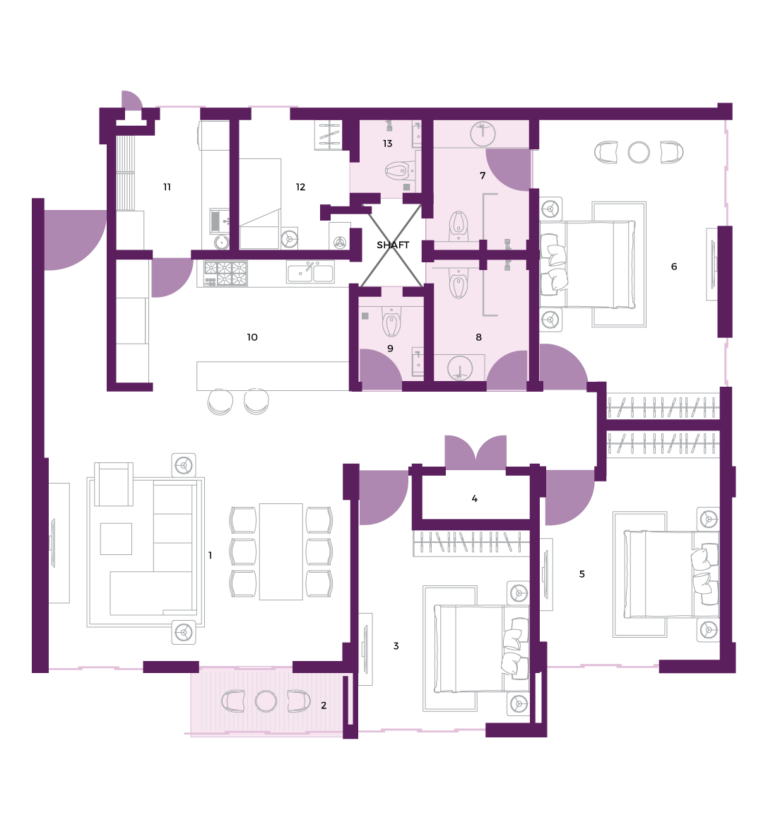 3 Bedroom Apartments – Purple Haze
